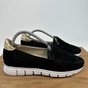 Womens Amalfi Jake Black Suede Slip On Lug Sole Platform Loafers Shoes Size 9‎ W